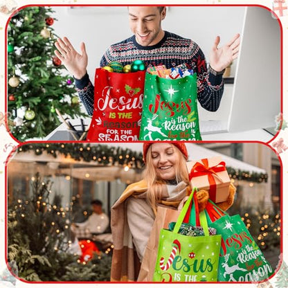 Hosuly 15 Pcs Extra Large Christmas Gift Bag 15 x 17 in Non Woven Xmas Tote - style: Jesus is the Reason