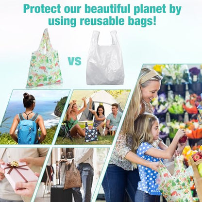 Eccliy 24 Pcs Reusable Grocery Bags Shopping Bags Foldable, Animal Design - style: Animal Style