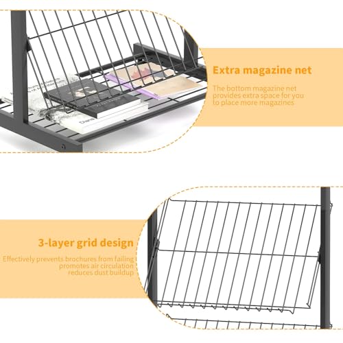 lesolar 4-Tier Floor-Standing Magazine Rack with Poster Board Stand