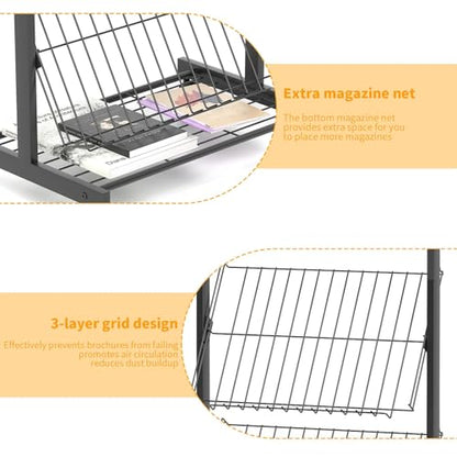 lesolar 4-Tier Floor-Standing Magazine Rack with Poster Board Stand