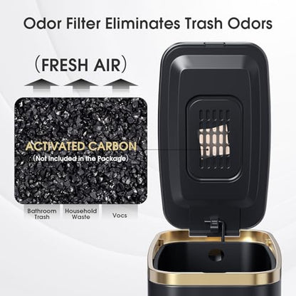 CEROELDA Small Bathroom Trash Can with Lid-5L/1.3 Gal-Soft Close Lid-Black - color: Black, size: 1.3 Gallon