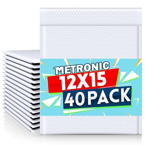 Metronic Bubble Mailers 12x15 Inch 40 Pack Large Padded Envelopes White - color: White, size: 12x15" 40PC