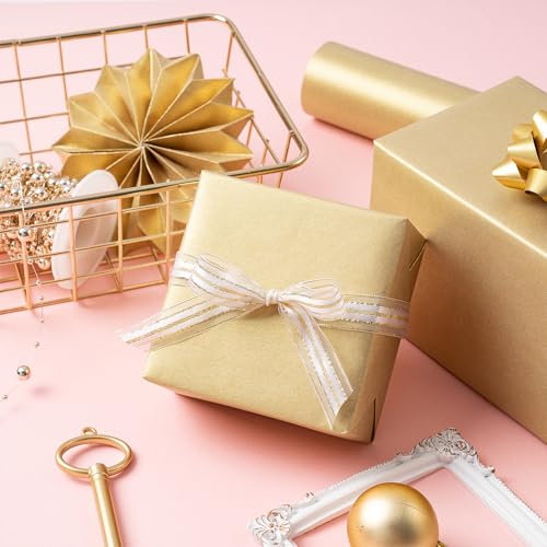 RUSPEPA Gold Wrapping Paper - Christmas Gift Wrap Pearly - luster Paper Perfect for Wedding, Birthday, Valentine's Day, Christmas, Baby Shower, DIY Bouquet -17 Inches X 32.8 Feet - color: Gold, size: 17" x 32.8'