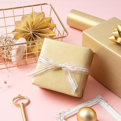 RUSPEPA Gold Wrapping Paper - Christmas Gift Wrap Pearly - luster Paper Perfect for Wedding, Birthday, Valentine's Day, Christmas, Baby Shower, DIY Bouquet -17 Inches X 32.8 Feet - color: Gold, size: 17" x 32.8'