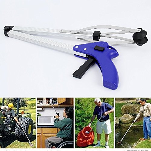THUSIBER Reacher Grabber 32" Extra Long Folding Reaching Claw Heavy Duty Mobility Aid Arm Extender Gripper Tools for Trash Pick Up Litter Picker Garden Nabber Elderly Arthritis Reach Assist Tool