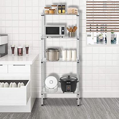 FDW | 4-Tier Wire Shelf | 18" x 12" x 44" | Chrome - color: Chrome, size: 18×12×44