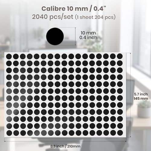 2040 Pcs Dot Stickers 0.4" Color Coding Labels, Black - color: Black