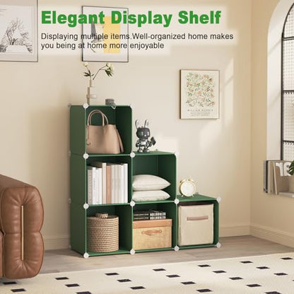 C&AHOME 6-Cube Storage Organizer Cube Shelf Closet Storage Bookcase, Green - color: Green
