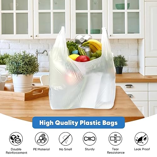 LimonLaviu Plastic Bags - 1000 Pack (11.5'x 6.5" x 21') with Handles for Small Business, Restaurants, Grocery & Trash - size: 1000