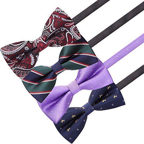 AUSKY 8 PACKS Elegant Adjustable Pre-tied Bow Ties for Men Boys (1&4&5&6&8 Pack for option) - color: H