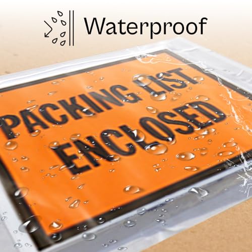 PSBM 2000 PCS 7 x 5.5 Inch Orange Full Face Packing List Enclosed Bags, Shipping Mailing Envelopes and Packing Slip Pouches for Mailing Labels, Invoices and Documents
