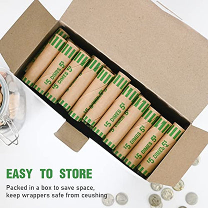 LLIKED 118 PCS Preformed Coin Wrappers Rolls-Dimes - size: 118 Dimes Coin Rolls