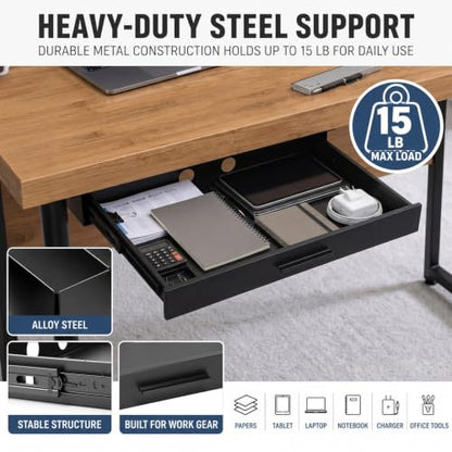 Menkxi 22 x 14 in Under Desk Drawer,Slide out Storage Organizer Heavy Duty - size: 22 x 14 in