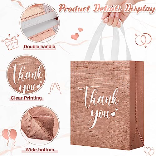 Sweetude 30 Thank You Non Woven Gift Bag, 10 x 8 x 4 Inch, Rose Gold - color: Rose Gold, size: 1 Count (Pack of 30)