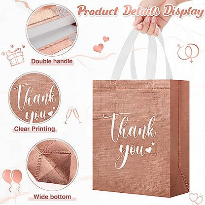 Sweetude 30 Thank You Non Woven Gift Bag, 10 x 8 x 4 Inch, Rose Gold - color: Rose Gold, size: 1 Count (Pack of 30)