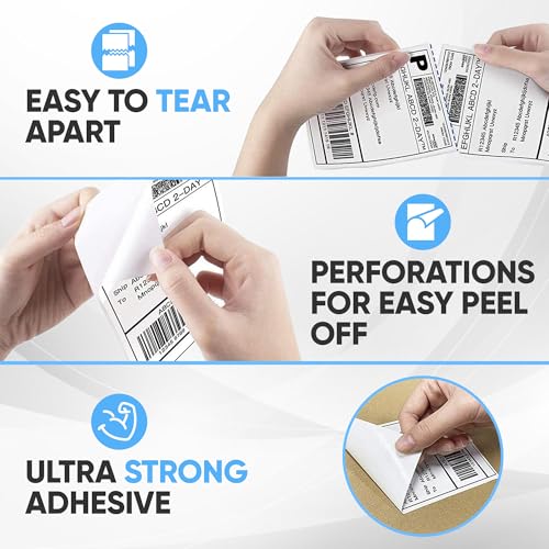 4"x6" Direct Thermal Label Roll, Shipping Labels with Perforated, Commercial Grade for Thermal Printer, 500 Labels/Roll, 4 Rolls (2,000 Labels Total) - size: 500*4 Roll Labels