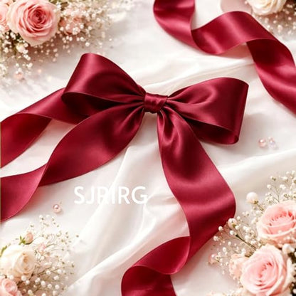 1-1/2 Inch Burgundy Satin Ribbon 50 Yards Single Face Polyester - color: Burgundy, size: 1-1/2 inch