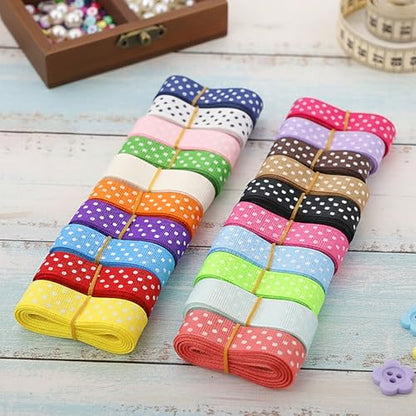 QingHan Polka Dot Grosgrain Ribbon: 5/8 inch 40 Yards (20colors x 2yards) - color: 5/8 Polka Dot