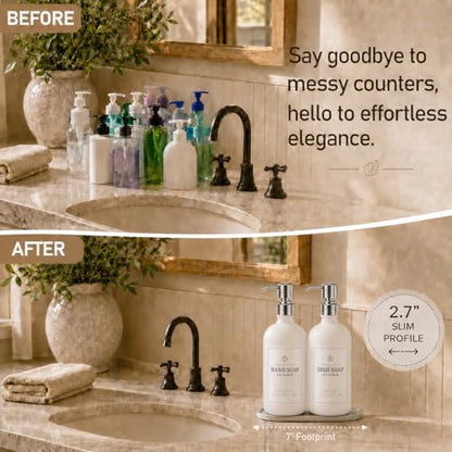 Fachixy White Glass Soap Dispenser 2 Pack, 16 Fl Oz, 14 Waterproof Labels - color: Off-white