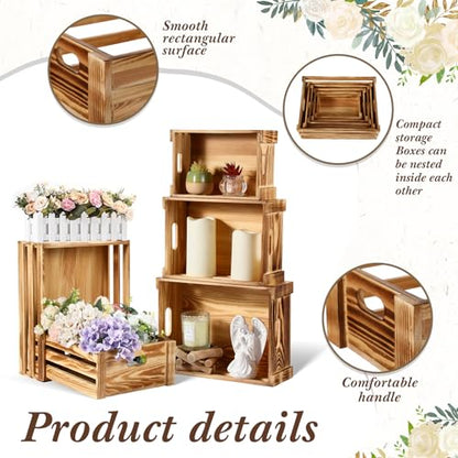 CroBlissful 5 Pack Wooden Crates for Display Nesting Crates, Natural - color: Natural