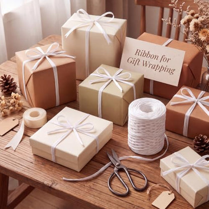 woric White Raffia Ribbon 262 Yards (787 Feet) Paper Craft Ribbon - color: White
