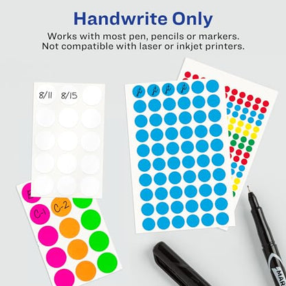 Avery Color-Coding Removable Labels, 1/2 Inch Round Stickers, Neon Orange, Non-Printable, 840 Dot Stickers Total (5062)
