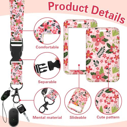 Teacher Lanyard with Retractable Badge Reel, Detachable Clip, Floral - color: Flowers
