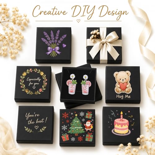 PartyCrazye Small Jewelry Gift Boxes, 20 Pack 3.5x3.5x1 Inch, Black - color: Black, size: 3.5x3.5x1 Inch (Pack of 20)
