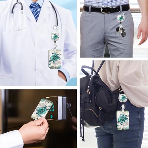 2 Pack Sea Turtle ID Badge Holder with Clip Badge Reels - color: 2 Pack-sea Turtle3