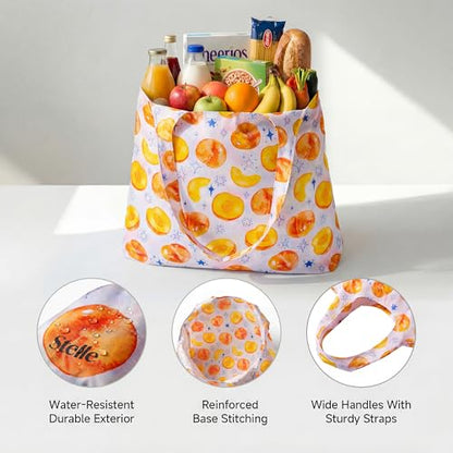 Stelle Lightweight Reusable Grocery Bag with Handles Ripstop Nylon Foldable Tote Shopping Bags for Travel and Groceries - color: Sparkling Peach