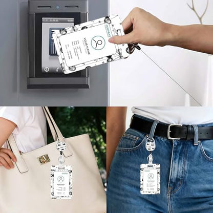 Vertical ID Badge Holder with Detachable Lanyard - Star Cherry - color: Star Cherry