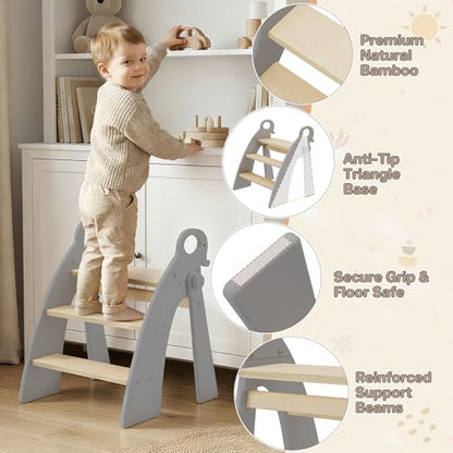 Step Stool for Toddlers & Kids, Bathroom Sink, 3-Step Foldable, Gray - color: 3 Step Grey