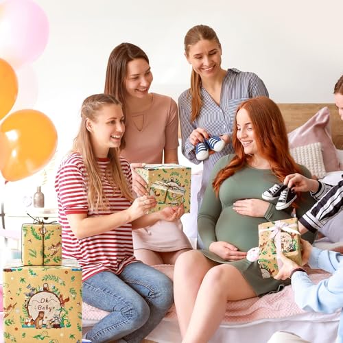 WERNNSAI Baby Shower Wrapping Paper Roll - 33 ft Baby Kraft Gift Wrap - color: Baby Animal-Forest