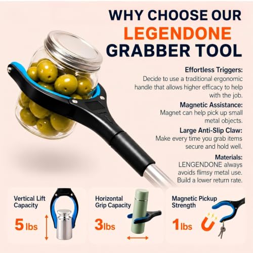 2-Pack 36" Grabber Reacher Tool, Long Easy Foldable Reaching Pickup Tool - color: 36"blue&orange - 2pack
