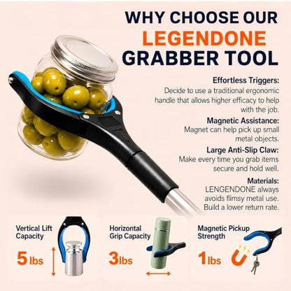 2-Pack 36" Grabber Reacher Tool, Long Easy Foldable Reaching Pickup Tool - color: 36"blue&orange - 2pack