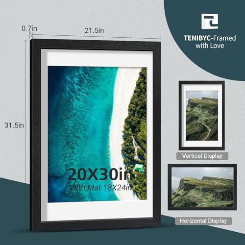 20x30 Poster Frame 4 Pack, 18x24 Mat, Black Wood, for Picture - color: Black, size: 20 X 30