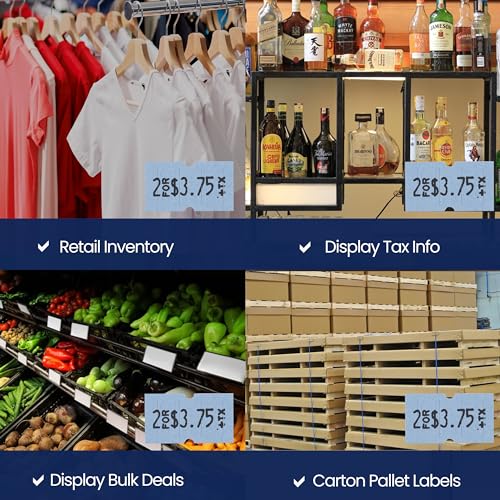 Perco 1-Line Blue Blank Price & Date Gun Labels – 32 Rolls, 32,000 Count - color: Blue, size: 4 Sleeves