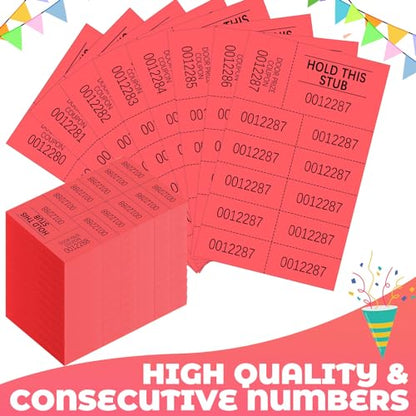 Kosiz 504 Pcs Raffle Tickets Basket Auction 10 Bid Numbers, Red - color: Red