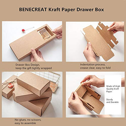 BENECREAT 20 Pack Kraft Paper Drawer Box Festival Gift Wrapping Boxes Soap Jewelry Candy Weeding Party Favors Gift Packaging Boxes - Brown (5x4.25x1.65) - color: Brown, size: 5 X 4.25 X 1.65 Inch (Pack of 20)