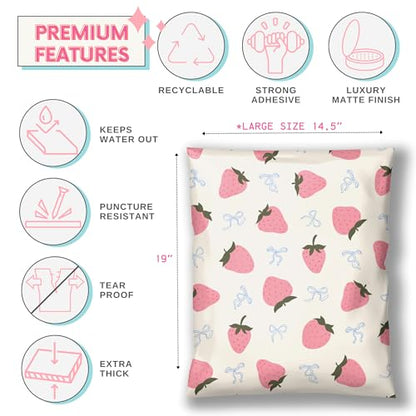 Picksie Mailers - Large Poly Mailers 14.5x19 Shipping Envelopes for Mailing - color: Strawberry Aesthetic, size: 14.5x19