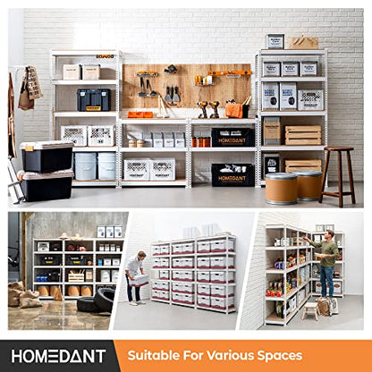 HOMEDANT White 35.9" W 5 Tier Storage Shelves Garage Shelving Unit Metal - color: White, size: 35.9"W x 16.2"D