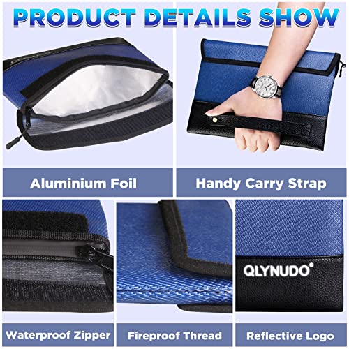 Small Fireproof Money Pouch for Cash with Zipper Bank Bag - color: Blue, size: Medium