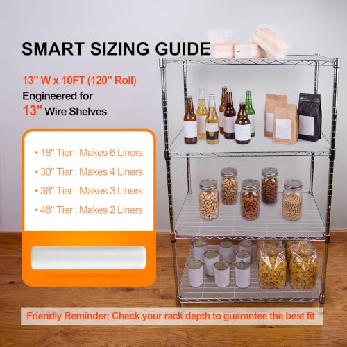 Pantry Shelf Liner for Wire Shelving: 13"W x 120"L Wire Shelf Liner Plastic - size: 13"W x 120"L