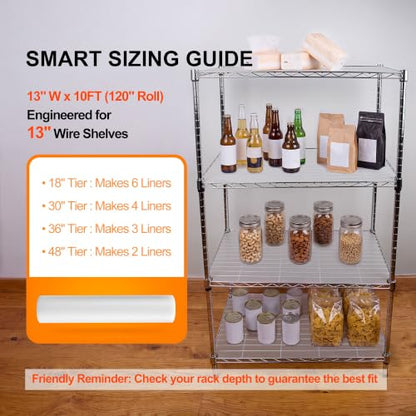 Pantry Shelf Liner for Wire Shelving: 13"W x 120"L Wire Shelf Liner Plastic - size: 13"W x 120"L
