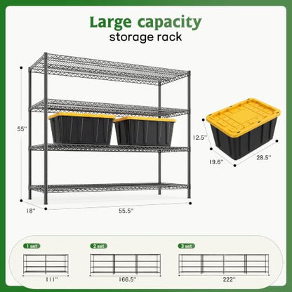 REIBII Storage Shelves, 2560LBS Heavy Duty&Adjustable Height for Garage - size: 4 SET-55.5" W X 18''D X 55.5" H