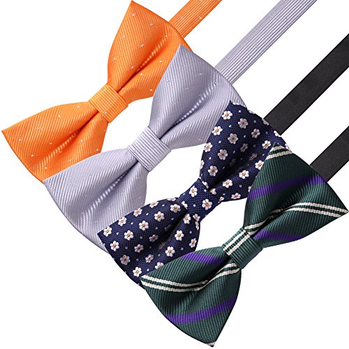 AUSKY 8 PACKS Elegant Adjustable Pre-tied Bow Ties for Men Boys (1&4&5&6&8 Pack for option) - color: E