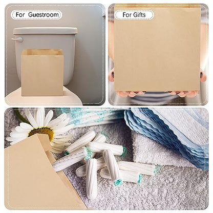 Tenceur 500 Pcs Waxed Kraft Sanitary Napkin Disposal Bags 7.5x10x3.5 in