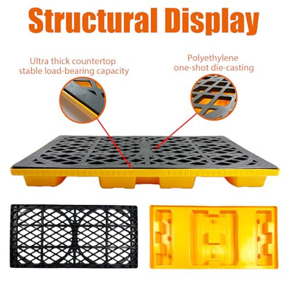 2-Drum Modular Spill Pallet, Stackable Leakproof Containment Tray