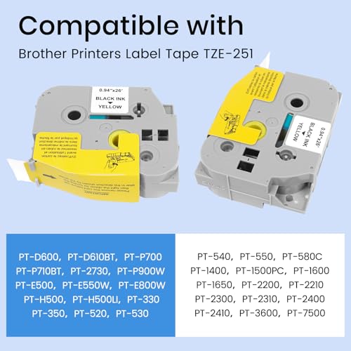 1-Pack Compatible with Brother P-Touch TZe-251 24mm White Label Maker Tape - color: White, size: 24mm