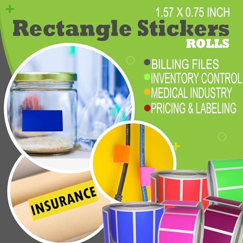 Royal Green Yellow Rectangle Sticker Roll, 40 x 19mm, 2500 Pack - color: Yellow, size: 2500